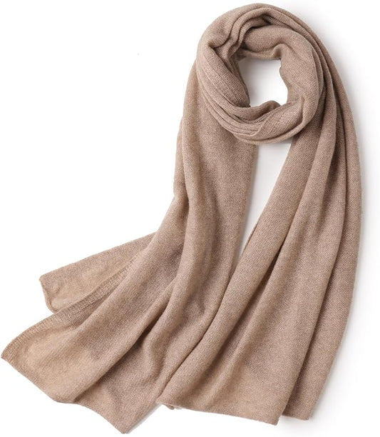 WASALUYA 100% Cashmere Scarf for Women - Knitted Lightweight Travel Wrap, Soft Large Shawl, 71x24 Inches, Luxury Gift
