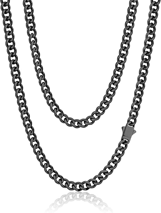 PROSTEEL Miami Cuban Link Chain for Men, 18K Gold/Black/Stainless Steel Necklace,6mm/9mm/12mm Width, Upgrade Clasp & Durable Chain for Mens Womens Jewelry,18"-30",with Gift Box