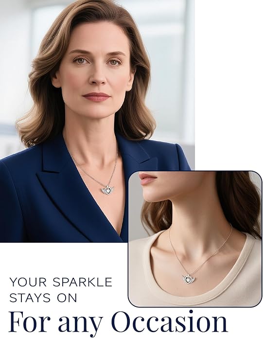 MomentWish Necklace for Women, Sparkling Gift for Her, 1Carat Moissanite Heart Pendent for Her, 925 Sterling Silver Dance Necklace for Anniversary Christmas Valentines