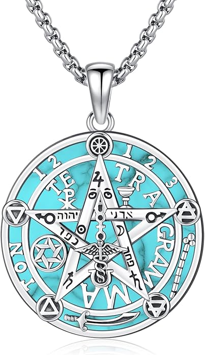 Odinstone Nudo De Bruja Plata 925 Tetragramaton Amuleto Witches Knot Necklace Tetragrammaton Pendant Good Luck Protection Amulet Wiccan Jewelry for Men Women