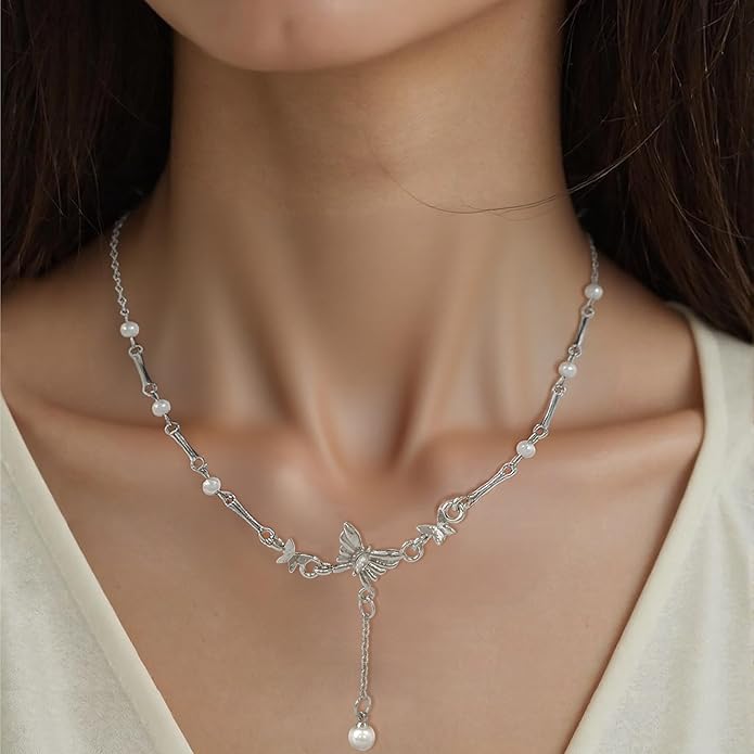Irregular Y2k Long Y-shaped Necklace with Zircon Inlaid Sparkling Brick Tassel Pendant Double-Layer Chain High-end Fashion Accessory Women's