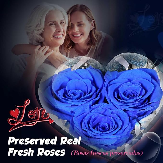 ADDWel Gifts for Mom from Daughter and Son, Unique Mother Birthday Gift Idea, Preserved Real Roses with I Love You in 100 Languages Mom Necklace, Cool Present to Mother Mama