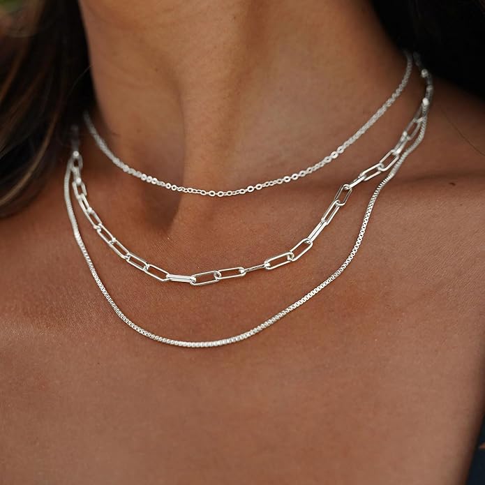 Freekiss Herringbone Necklace for Women,Dainty Gold Necklace,14k Gold Plated Snake,Gold Chain Choker Necklaces,Simple Gold Layered Necklaces,Gold Jewelry Gift for Women