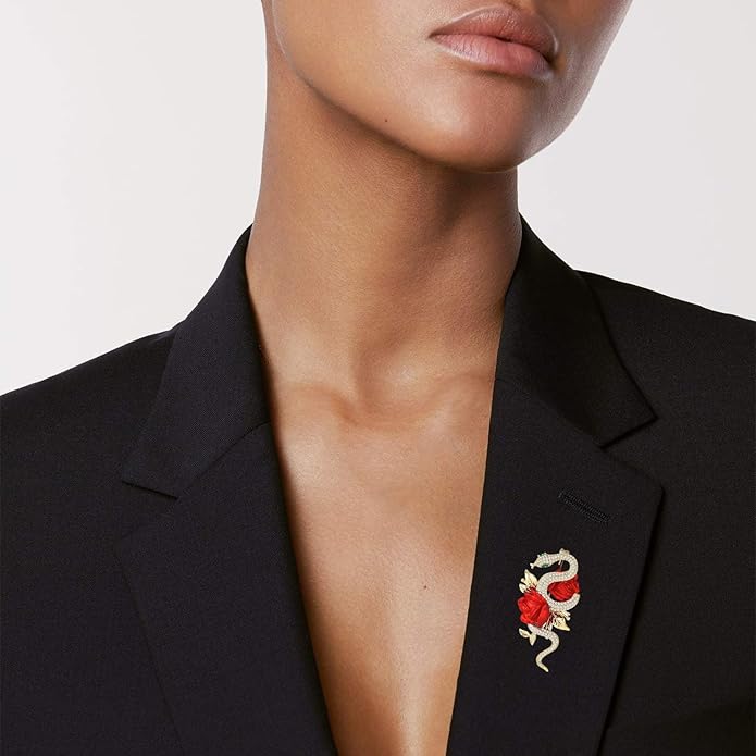 18K Gold Brooch Rhinestone Animal Brooch Pin Elegant Lapel Pin Wedding Jewelry Christmas Gift Dress Accessories for Women