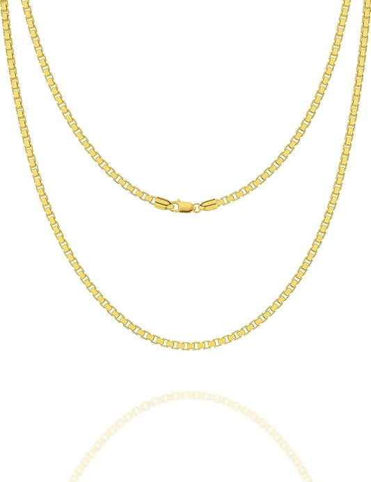 925 Sterling Silver Box Chain 2/3/4/5mm Necklace for Men Silver Link Chain for Women 16/18/20/22/24/26/30 Inches