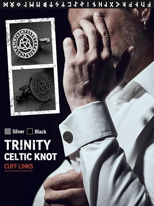 FaithHeart Mens Cufflinks, Norse Viking Tuxedo Shirt Cuff Links, Stainless Steel Cuff Links and Shirt Studs, Gift Box
