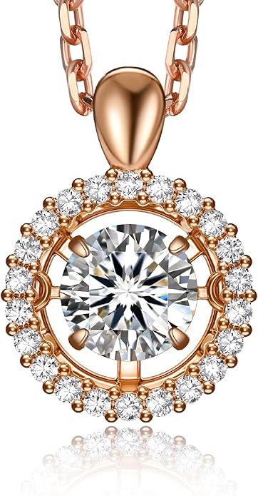 MomentWish Floating Necklace for Women, 0.5/1 Carat Dancing Moissanite Necklace for Her 925 Sterling Silver Pendant Anniversary Birthday Christmas Gift for Wife Mom Girlfriend
