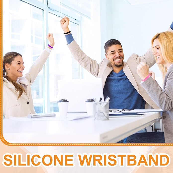 uxcell 12 Pcs Rubber Bracelets, Unisex Silicone Bracelet Colored Elastic Sports Wristbands for Adults Teen Sports Team Games Parties Fashion Decorations, Luminous Orange