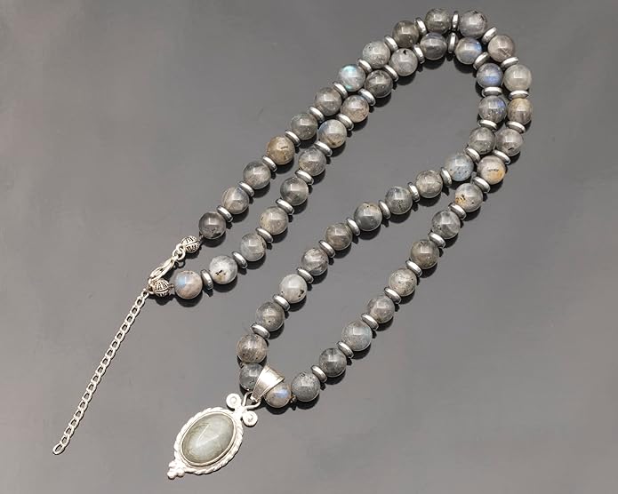 Natural Carnelian Agate Silver Pendant, Genuine Black Onyx Beaded Necklace, Gemstone Strong Necklace, 18x13 Cabachon, Fashion Dainty Jewelry, Healing Crystal Chakra Necklace, Minimalist Necklace