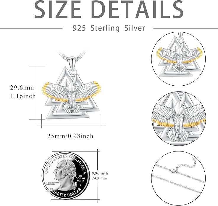 YueYuan Viking Necklace for Men 925 Sterling Silver Rune Amulet Pendant Nordic Necklace Viking Jewelry Gift for Father Husband Son