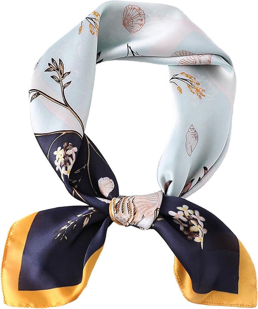 kcctoo 27.5" Mulberry Silk Feeling Head Scarf Women's Fashion Square Neck Satin Scarfs for Bag Hair Scarves Gift