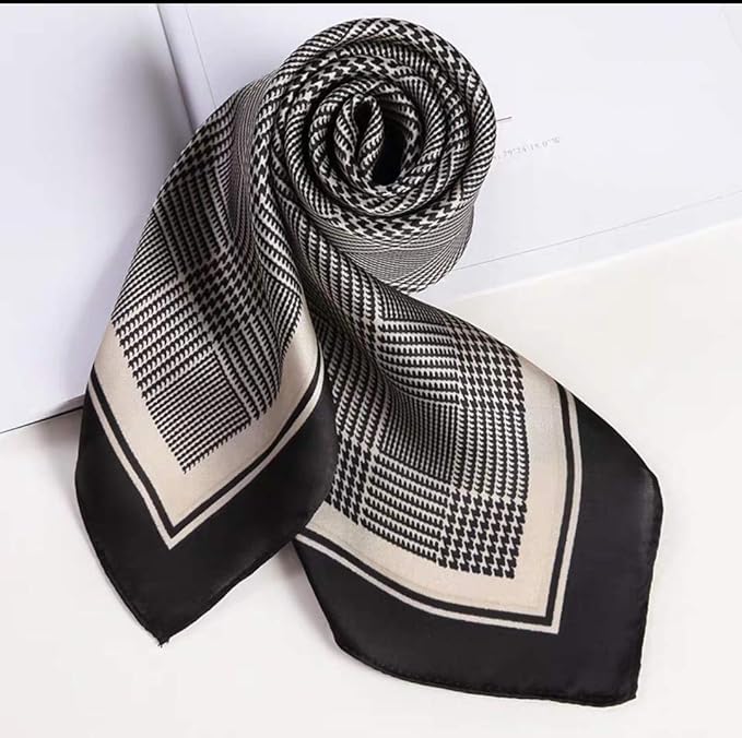 ANDANTINO 100% Mulberry Silk Square Scarf for Hair-25.6" X25.6'' Women Men Natural Silk Neckerchief Digital Printed Headscarf