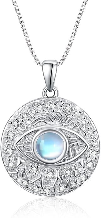 TUGHRA Evil Eye Necklace S925 Sterling Silver Evil Eye Pendant Necklaces Protection Jewelry Amulet Gift for Women Girls Boys Men Birthday Anniversary