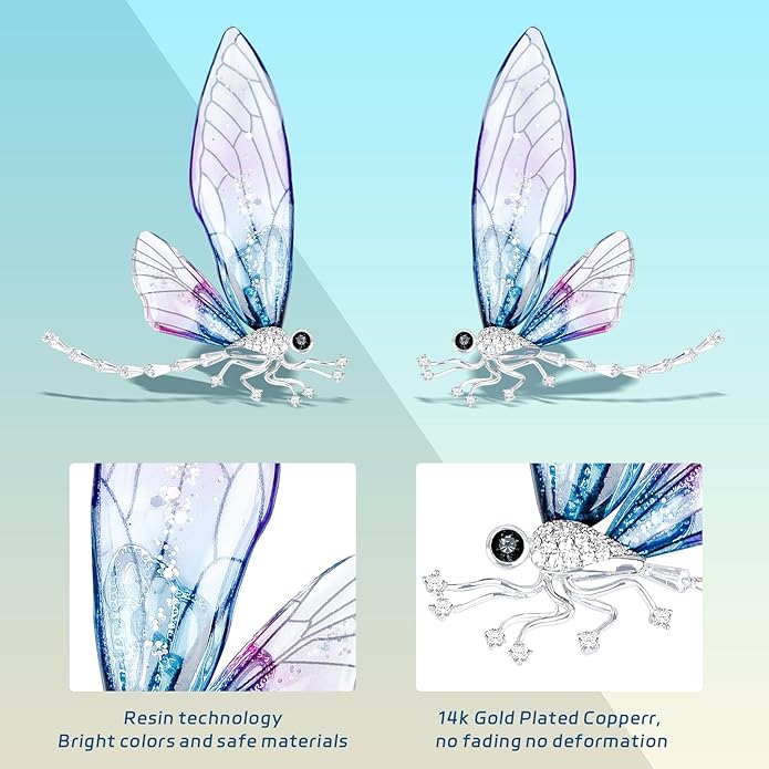 Brooches For Women ，Cubic Zirconia Dragonfly Brooch Pins For Women ，Dragonfly Broach ，Cubic Zirconia Broach