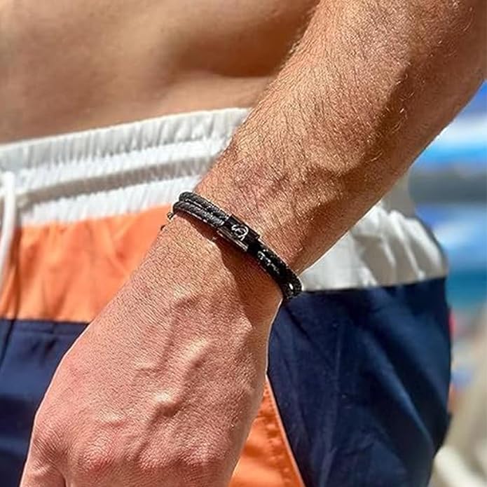 Rowdy Parrot The Driftwood FlexTech Adjustable Silicone Rope Bracelet: Waterproof, Sweatproof, Sunproof, Minimalist Surf, Golf Jewelry for Men - One Size Fits All
