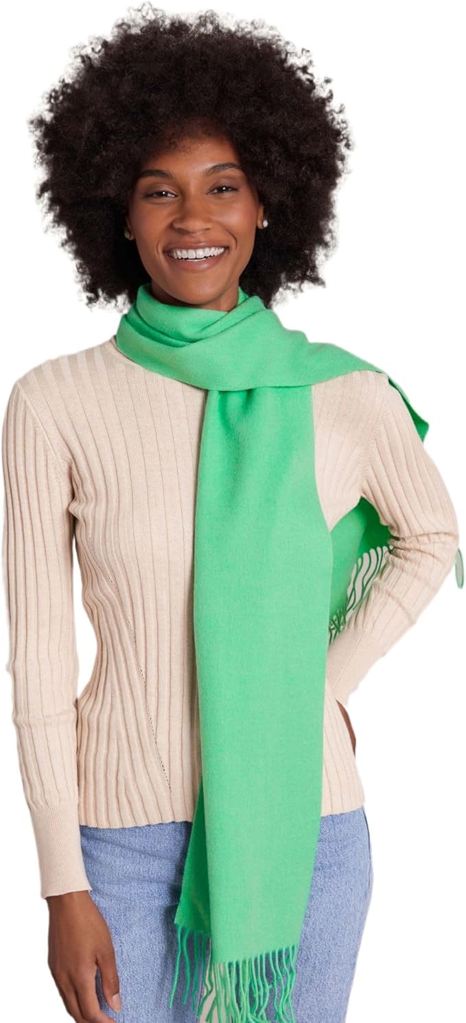 Alashan Cashmere Ultra-Fine Merino Wool and Cashmere Blend Woven Scarf -Luxe fabric-Lightweight- 72" x 12"