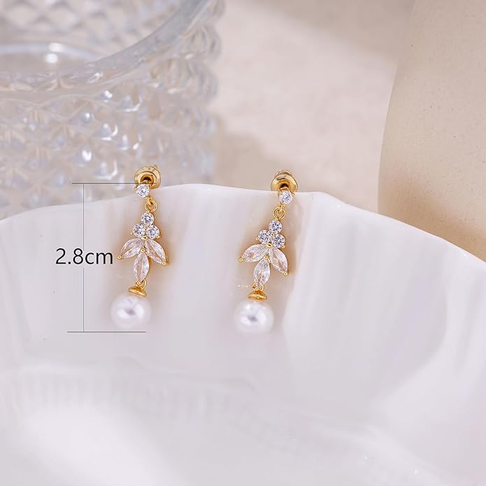14K Gold Plated Butterfly Dangle Earrings for Women - Dainty, Trendy, Hypoallergenic CZ Drop Earrings - Simple Long Dangling Jewelry