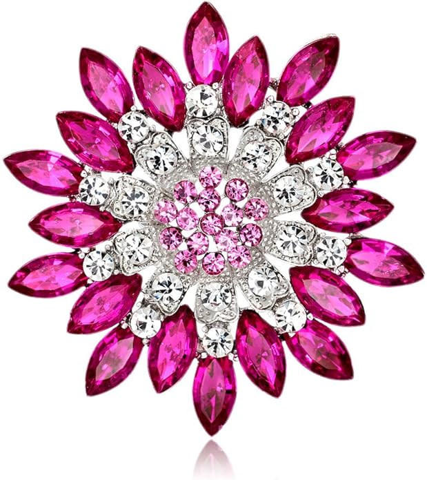 Rhinestone Sunflower Brooch for Women Sparkling Cubic Zirconia Flower Brooch Pin Elegant Large Crystal Floral Lapel Pin Dainty Clothing Hat Bag Accessories Christmas Wedding Bridal Birthday Jewelry