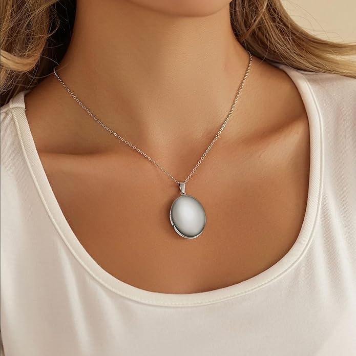 PHOCKSIN Personalized Locket Necklace for Women Photo Necklace with Customized Picture Birth Flower Birthstone New Years Gifts for Women