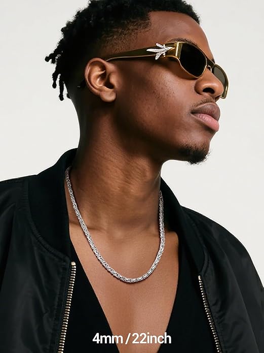 PROSTEEL 4MM/6MM/8MM Stainless Steel Necklace for Men Women, Stylish and Cool, Byzantine Chain Black Gold Silver Tone, 18-30 Inches, Come Gift Box