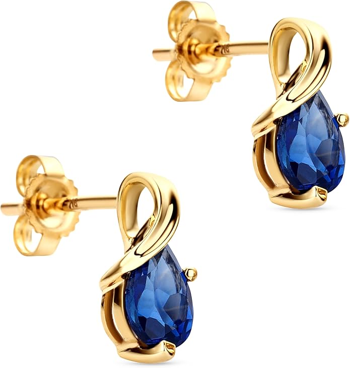 0.40Inch 14K Gold Earrings for Women in 14K White Gold/Yellow Gold 585 with Pear-Shape Rubies/Sapphires/Emeralds/Blue Topaz/Amethysts Gemstones, Handmade Jewelry for Women, Dangle Earrings