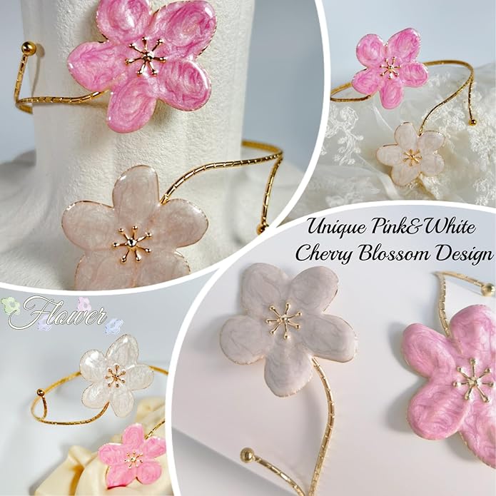 Gold Flower Arm Cuff | Adjustable Cherry Blossom Arm Bracelet Upper Arm | Boho Jewelry for Women, Daily/Party Gift