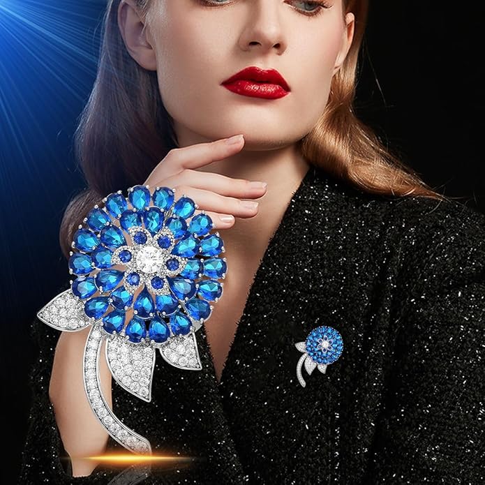 Flower Brooch Pin - Rhinestone Flower Pin 18k Gold Plated - Thanksgiving Day, Birthday, Wedding Gifts for Mom, Wife