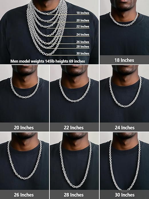 Hoyazvet Cable Chain Stainless Steel Necklace for Men Women, 3/5/8/10/13MM Width, 18K Gold Plated/Black Metal/316L Stainless Steel Sturdy Rolo Link Chain Necklace, 18-30inch Length