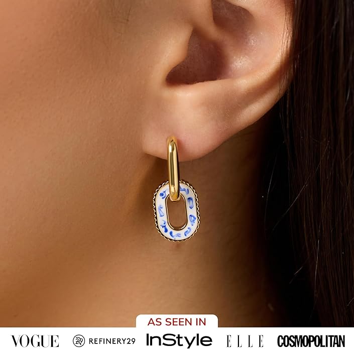 Ana Luisa Ash Double Hoop Earrings for Women - 14K Gold Plated, Silver & Two-Tone Drop Dangle Hoop Earring - Trendy Paperclip Link Huggie Hoop - Hypoallergenic, Water-Resistant & Tarnish-Free Jewelry