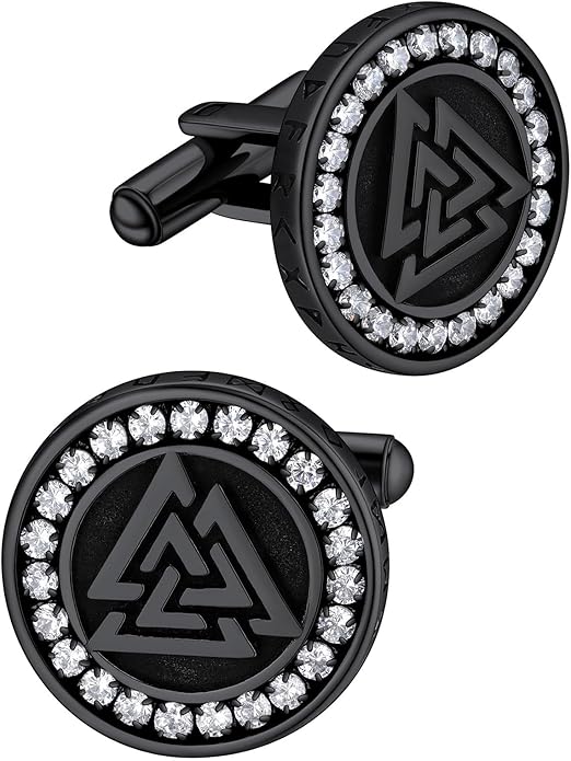 FaithHeart Mens Cufflinks, Norse Viking Tuxedo Shirt Cuff Links, Stainless Steel Cuff Links and Shirt Studs, Gift Box
