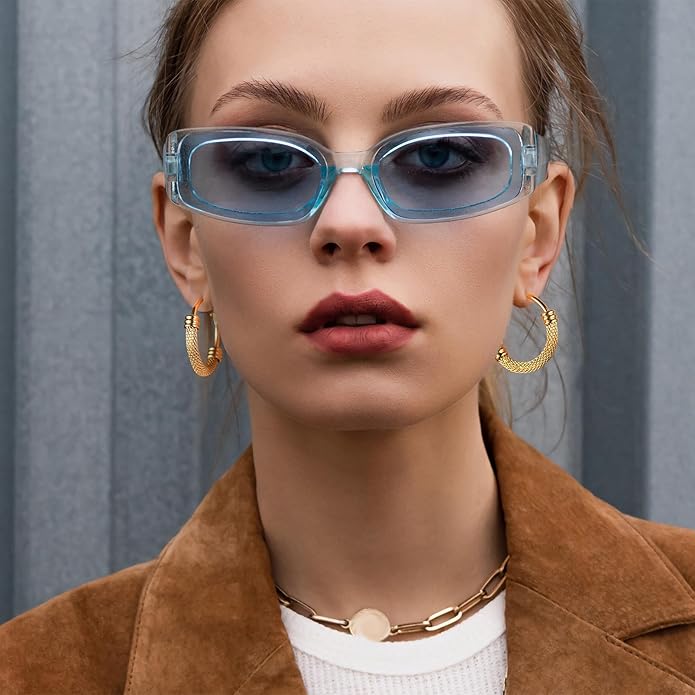 PROSTEEL 30/40/60/80/100mm Chunky Hoop Earrings For Women Gold Plated/Black Stainless Steel Hoops Earrings Statement Jewelry