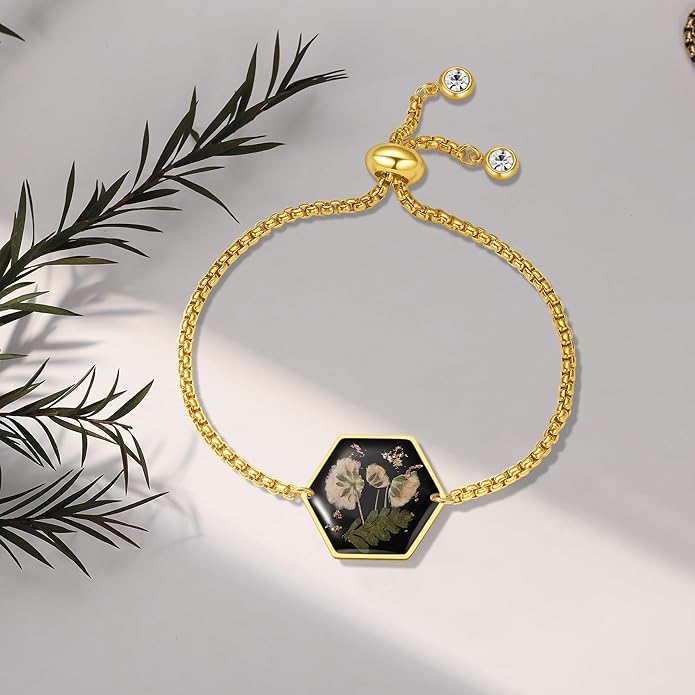 Forget-Me-Not Pressed Wildflower Bracelet | Pressed Flower Bracelet | Gold/Silver Pressed Flower Jewelry | Personalized Handmade Jewelry | Gift For Women