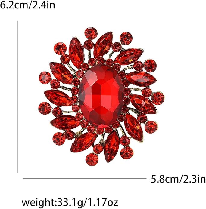 Rhinestone Brooch for Women,Vintage Crystal Flowers Brooch Statement Crystal Glass Lapel Pins Prom Classic Jewelry