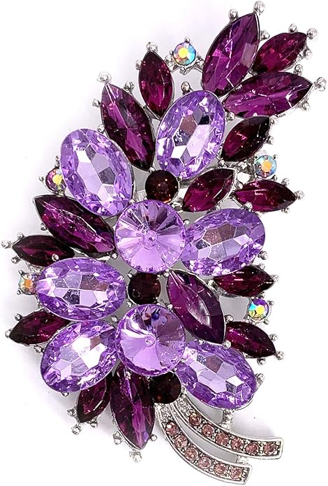 LAXPICOL Vintage Green Austrian Crystal Flower Leaf Bouquet Clusters Large Big Brooch Pin for Women Gold Tone