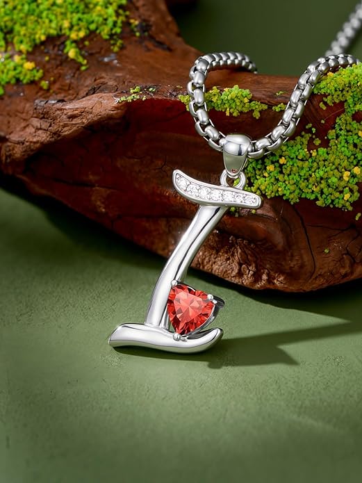 Christmas Gifts for Women Alphabet A to Z Initial Birthstone Pendant Necklaces for Women - 18k White Gold Plated Personalized Name Jewelry Valentine Mothers Day Birthday Gifts for Women Her Girlfriend