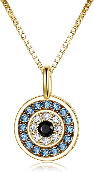 PEIMKO Evil Eye Necklace for Women 925 Sterling Silver Greek Protection Evil Eye Necklaces Jewelry Amulet Gift for Women