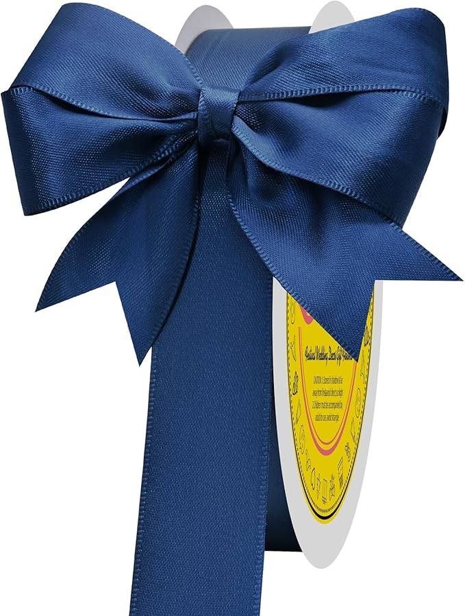 LEEQE Navy Blue Satin Ribbon 1 inch X 50 Yards Polyester Ribbon for Gift Wrapping Very Suitable for Weddings Party Hair Bow Invitation Decorations and More