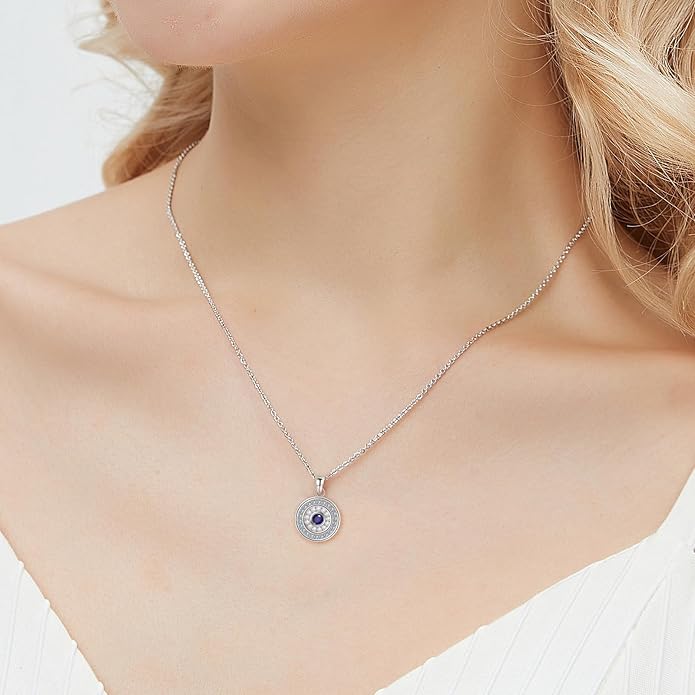White Gold 14K Gold Plated Necklaces for Women Evil Eye Necklace for Women Girls Evil Eye Hamsa Hand of Fatima Pendant Necklace Good Luck Necklace Jewelry