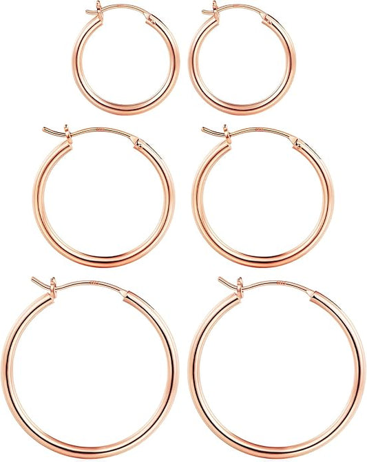 M MOOHAM 14K-Gold-Plated Hoop Earrings for Women - Hypoallergenic 14K Gold 925 Sterling silver-plated Post Sensitive Ears Nickel Free Hoops Earrings Set for Women Jewelry Lightweight 13-60mm