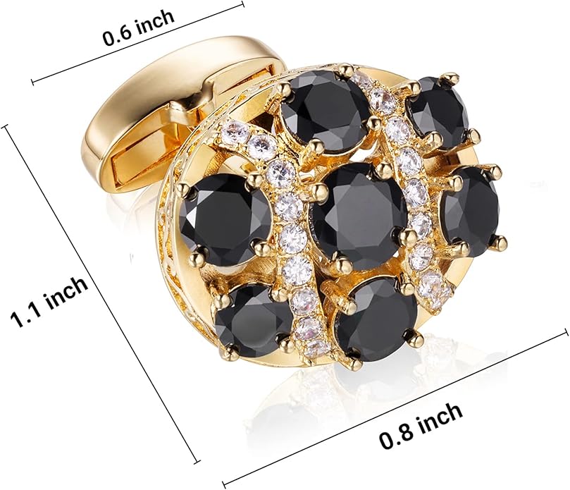 HAWSON Cufflinks for Men, Gold Diamond Crystal Cufflinks for Groom Husband Personalized Gifts, Mens Formal Wedding Business Cufflinks, Luxurious Gorgeous Cuff Links French Shirt Accessories
