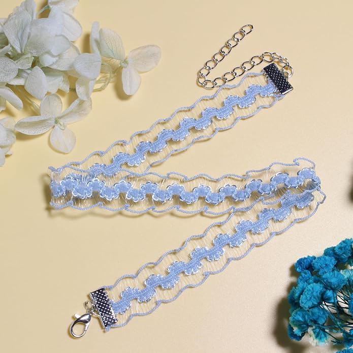 Nova&Aria Chokers Set For Women Heart Choker Necklaces Flower Pendant Velvet Cute Pink Turquoise Blue White Black Choker Necklace Christmas Colorful Lace Chokers