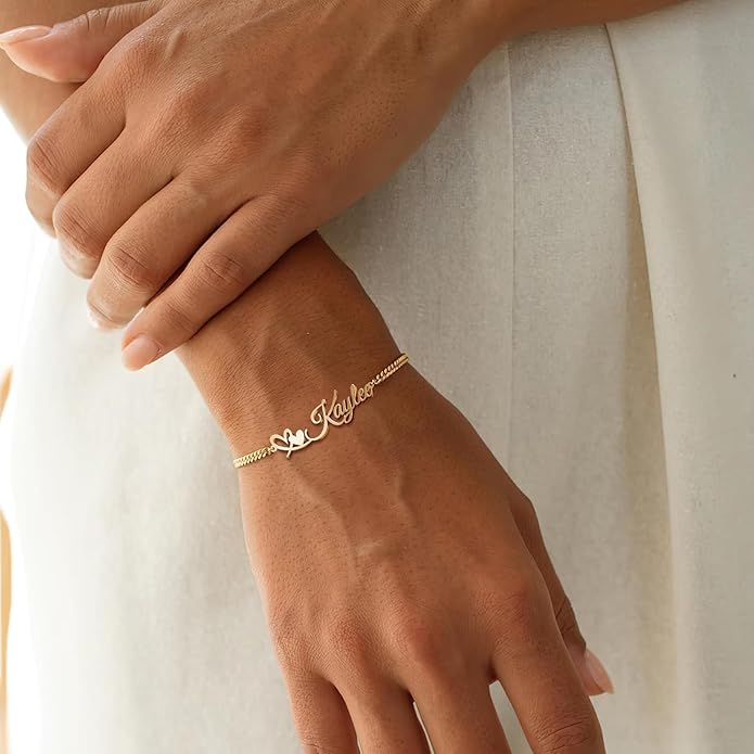 Custom Bracelet with Name 18K Gold Plated Personalized Name Ankle Bracelet Adjustable, Customized Beach Jewelry Gifts for Women Girlfriend