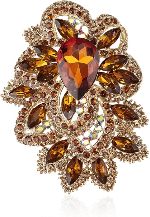 YOQUCOL Cubic Zirconia Big Brooch Pin for Women Badge Flower Lapel Large Pin Scarves Shawl Clip Clothes Decoration