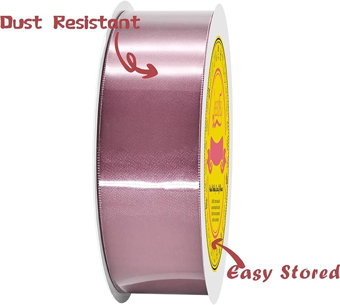 LEEQE Double Face Rose Mauve Satin Ribbon 1-1/2 inch X 50 Yards Polyester Rose Mauve Ribbon for Gift Wrapping Very Suitable for Weddings Party Hair Bow Invitation Decorations and More