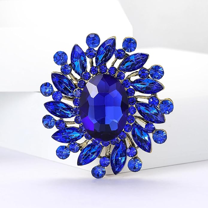 Rhinestone Brooch for Women,Vintage Crystal Flowers Brooch Statement Crystal Glass Lapel Pins Prom Classic Jewelry