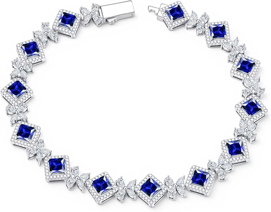 Iefil Tennis Bracelets for Women - 925 Sterling Silver Birthstone Tennis Bracelet, Anniversary Birthday Gifts, Birthstone Jewelry for Women Wife Mom Daughter