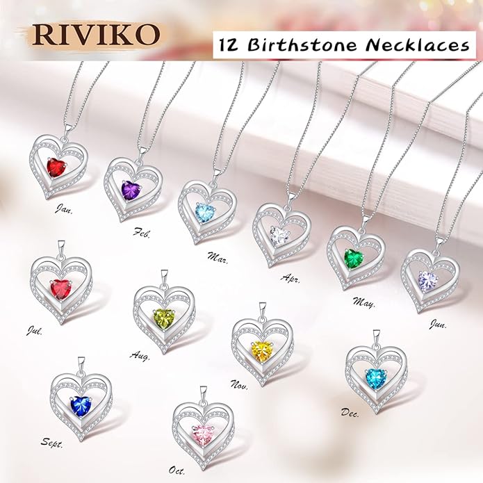 RIVIKO Infinity Heart Symbol Necklace for Women 925 Sterling Silver Love Heart Pendant Valentine's Day Mother's Day Anniversary Birthday Christmas Jewelry Gifts for Women Mom Wife Sister Her Friends