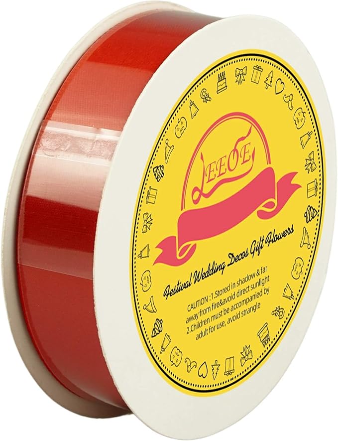 LEEQE Double Face Satin Ribbon 7/8 inch X 25 Yards Polyester Red Ribbon for Gift Wrapping Very Suitable for Weddings Party Hair Bow Invitation Decorations and More