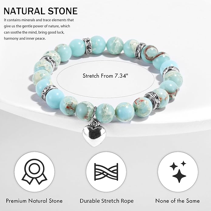 VIBILIA Cross Beaded Bracelets for Women, Inspirational Natural Heart Religious Bracelets for Women, Birthday Christian Gifts for Women on Thanksgiving Christmas Gifts