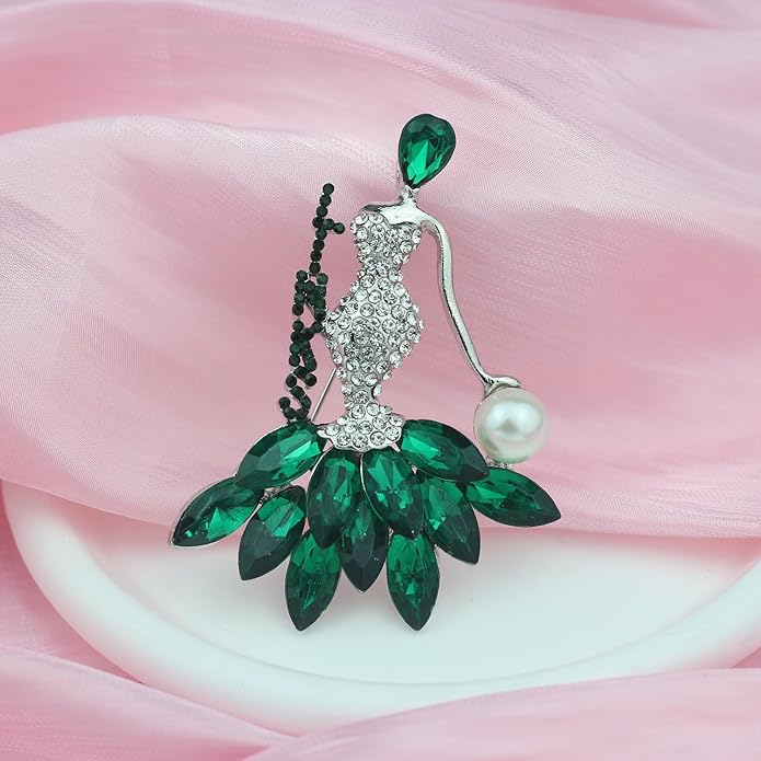 Greek Sorority Brooch Pin for Women Sorority Gift Paraphernalia Jewelry Green Rhinestone Pearl Brooch Pin Sisterhood Graduation Gift for Soror Sister